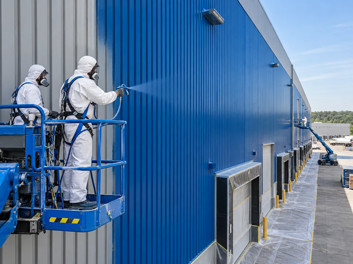 Peinture airless sur façade industrielle
