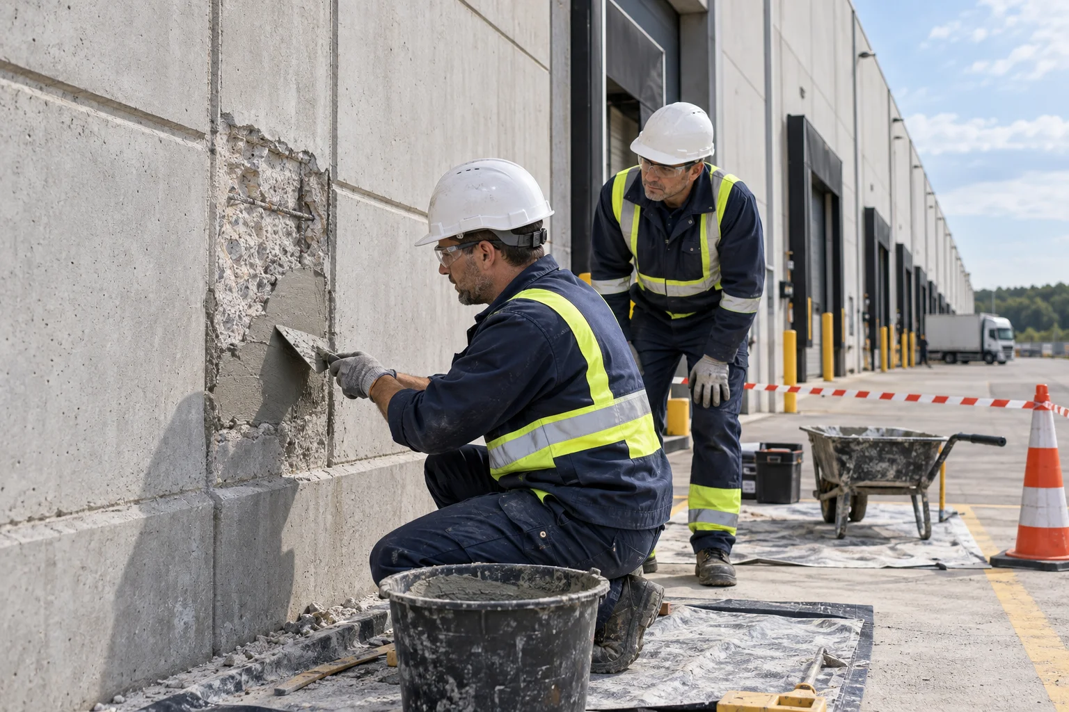Réparation d’une façade industrielle en béton-1